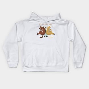 Hold Your Horses, Literally. Funny Cartoon Horse Digital Illustration Kids Hoodie